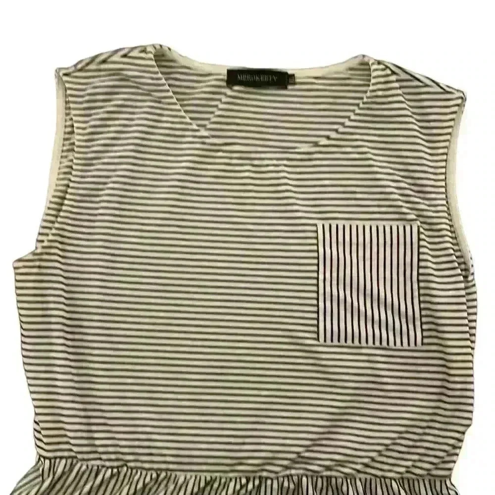 MEROKEETY Women's Sleeveless Striped High Waist T Shirt Midi size large - Picture 4 of 5